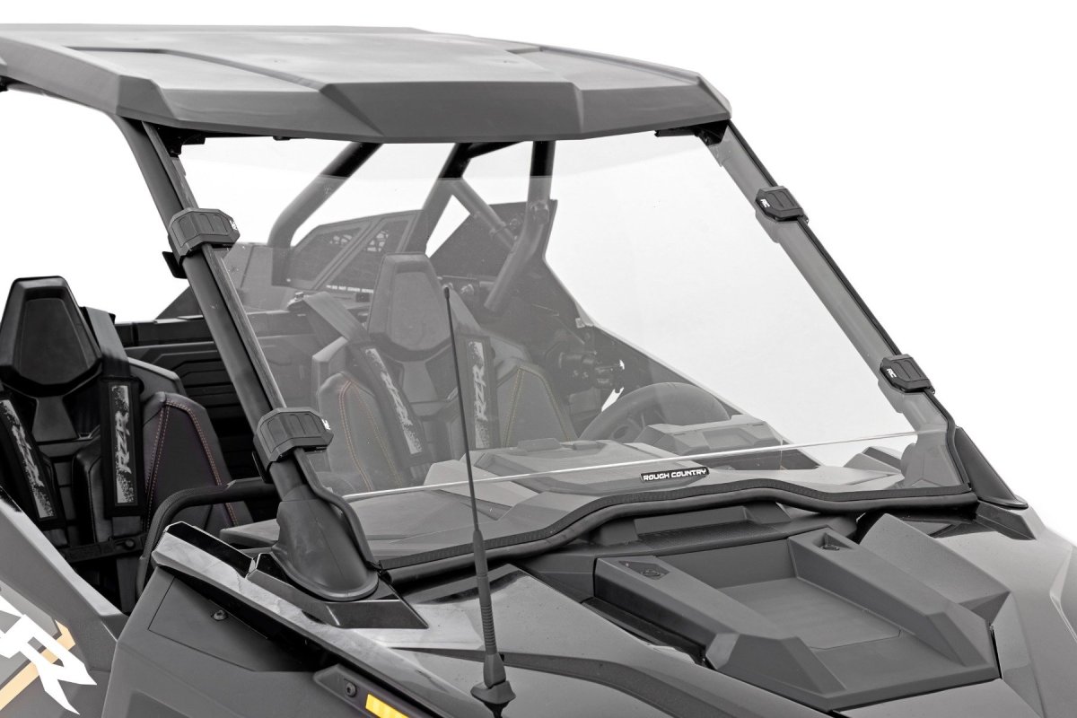 Polaris RZR Turbo R 4 Premium Full Windshield - Rough Country - Scratch Resistant - '22-'23